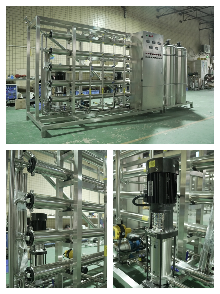 1T/H Full Stainless Steel Double Stage RO Water System | 2 Vessel Pretreatment with Quartz Sand & Activated Carbon
