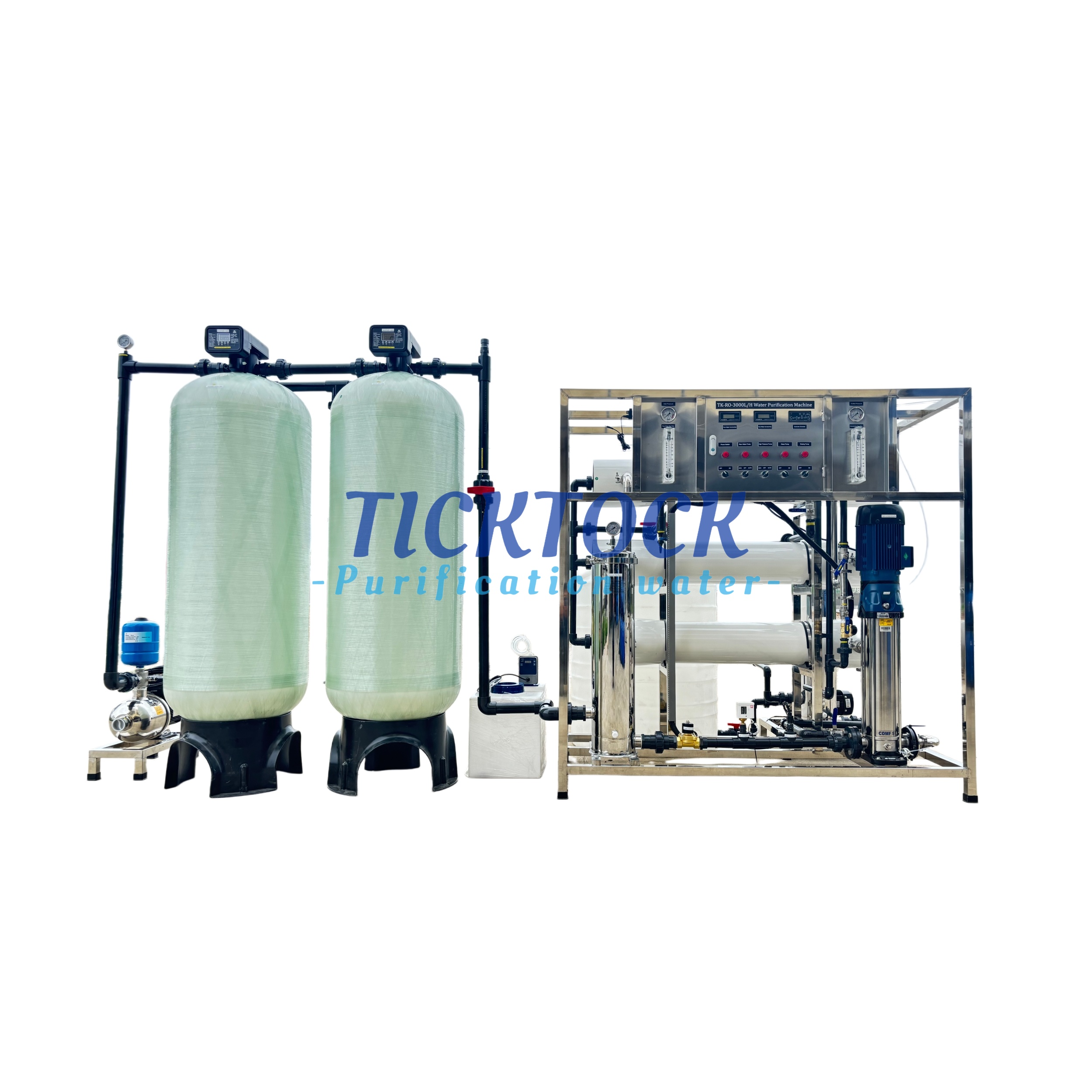 3T/H industrial reverse osmosis water treatment system with pre-treatment filter tanks